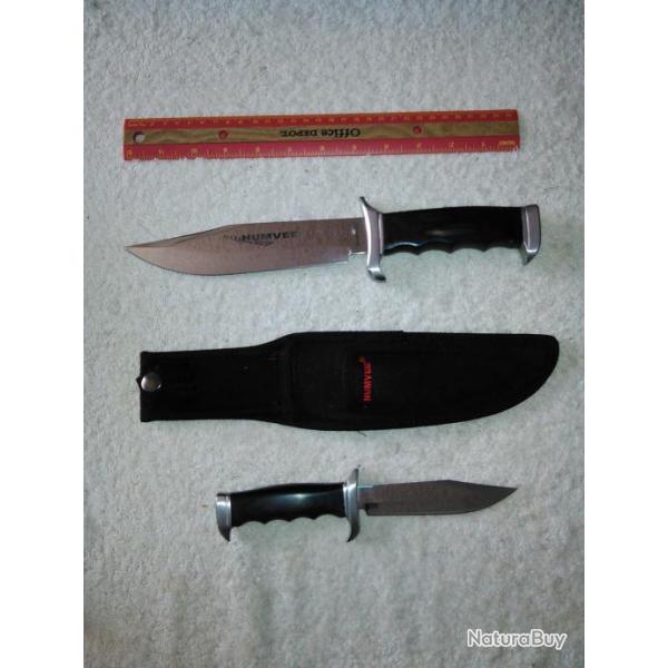 Lot de 2 Couteaux Humvee Lames Acier Inox Manche Bois Eui Nylon HMVBC02BK