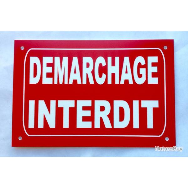 Panneau "DEMARCHAGE INTERDIT" format 200 x 300 mm fond ROUGE
