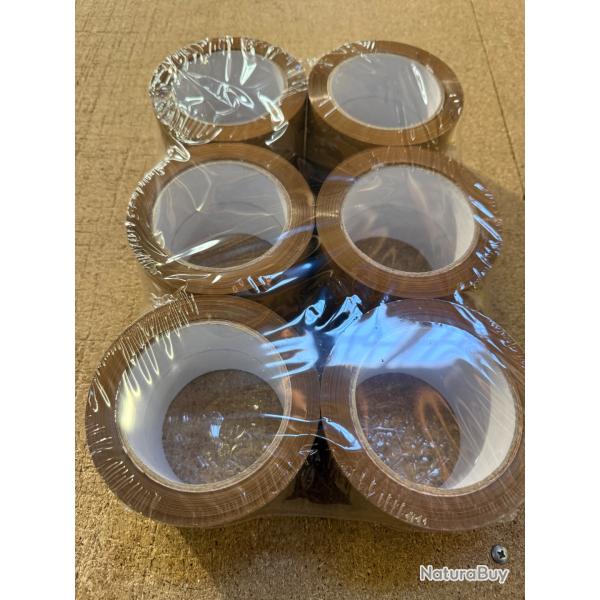 Lot de 6 Rouleaux Adh�sif Extra Large Marron Emballage 75 mm X 100 m