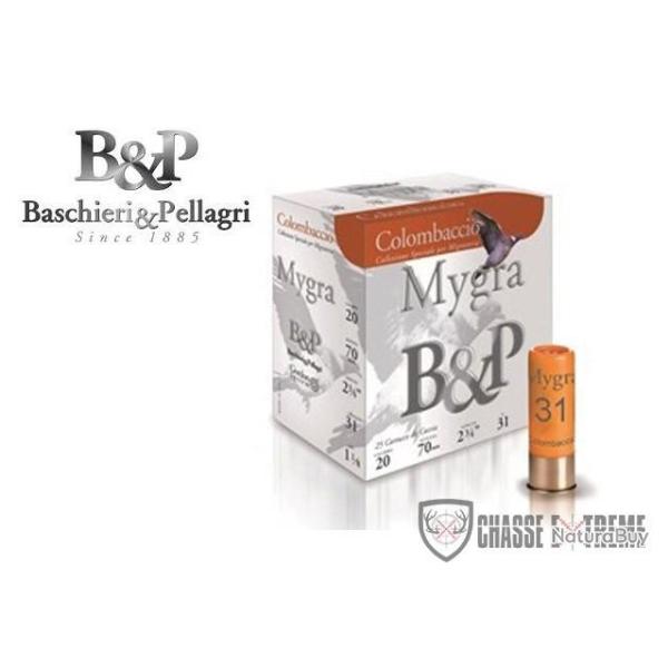 25 Cartouches B&P Mygra Colombaccio 31G nickel Cal 20/70 Pb 5.5