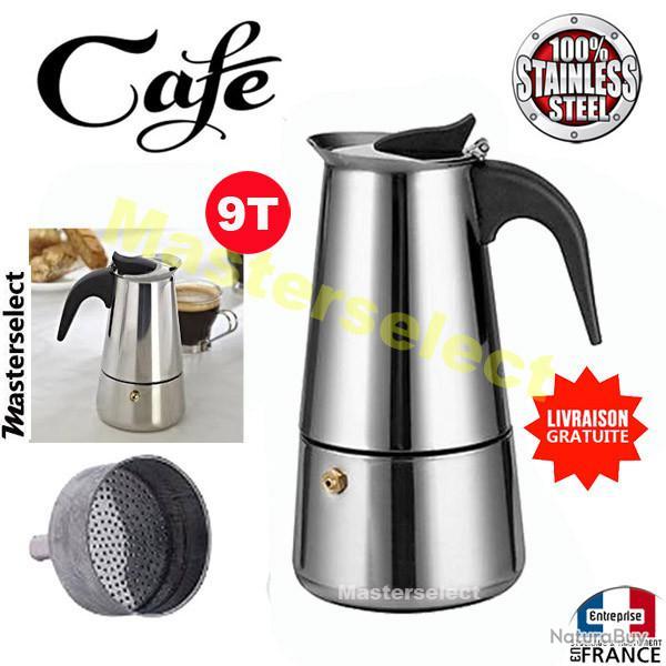 Cafeti�re italienne expresso maker en inox 9 Tasses pour un bon caf� camping feu bois rechaud
