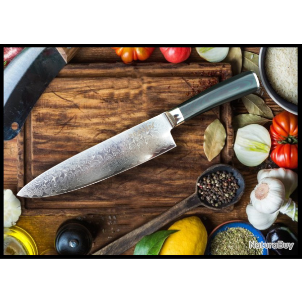 Couteau Chef Damas VG10 Edge avec Manche en Micarta