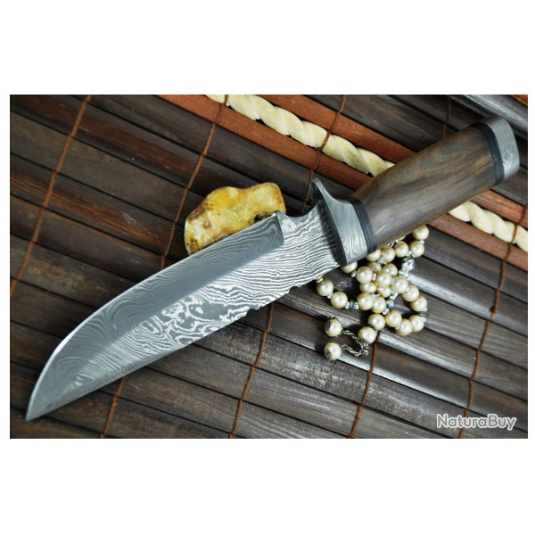 Couteau de chasse Damas et bois de Fr�ne (4)