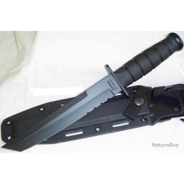COUTEAU TACTICAL  Black KaBar Carbone 1095 Serrated Tanto Kydex Sheath Ka-Bar KA1245