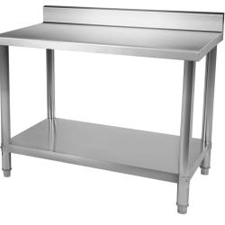 Table de travail professionnelle acier inox pieds ajustable avec rebord 100 x 60 cm 3614079/2
