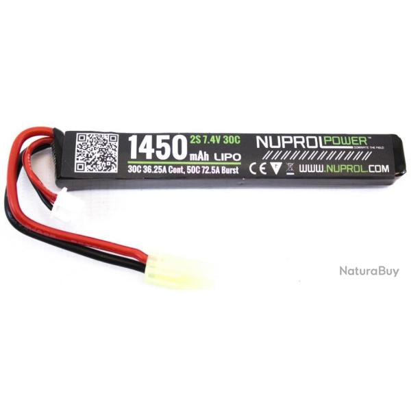 BATTERIE LIPO STICK 7,4 V/1450 MAH 30C - CONNECTEURS MINI TAMIYA