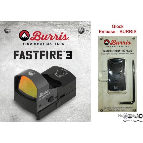 BURRIS -  Point rouge FastFire 3 avec embase Burris pour Glock