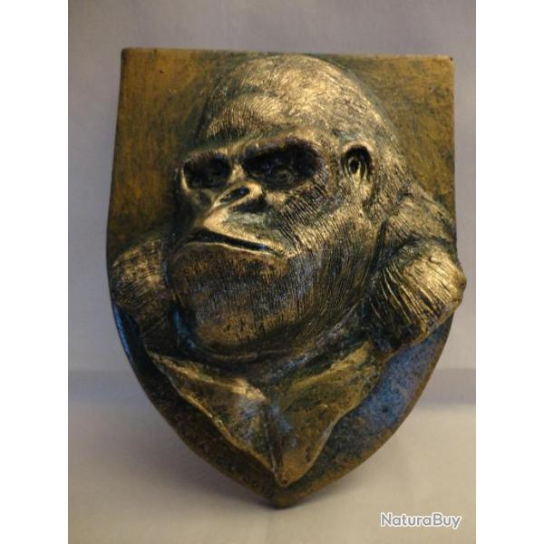 Blason Gorille avec accroche patine bronze