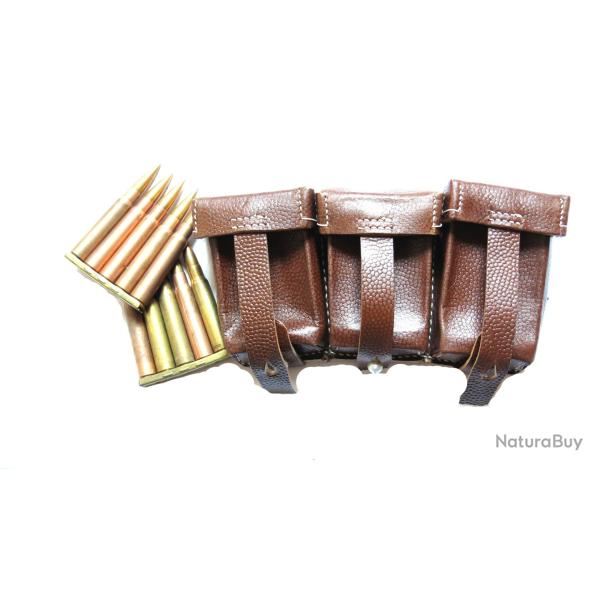 Cartouchire Mauser 98 K en cuir couleur fauve reproduction Rf Mil