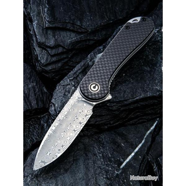 Couteau CIVIVI C907 Elementum Damas Manche G10/Fibre de Carbone Linerlock Clip CIVC907DS