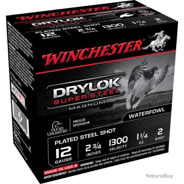 25 Cartouches WINCHESTER Drylok Super Steel 35gr cal 12/70 Pb N 2