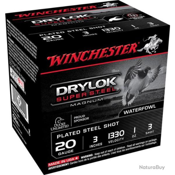 25 Cartouches WINCHESTER Drylok Super Steel 28g cal 20/76