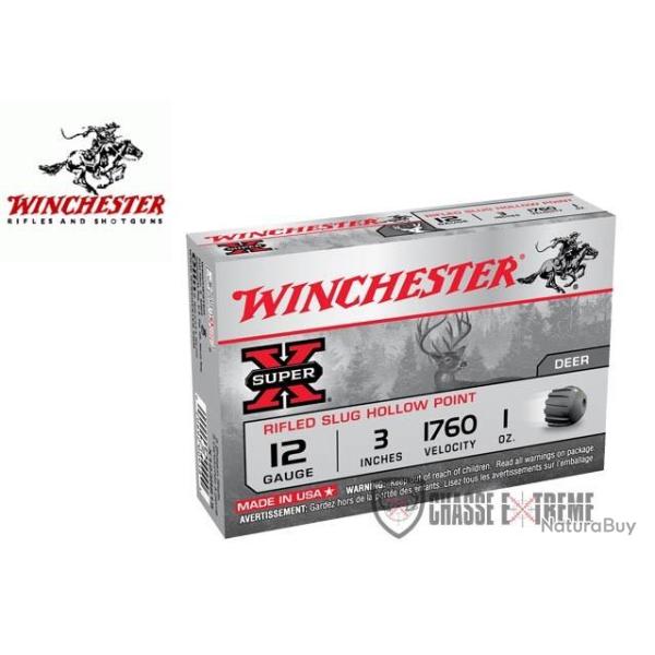 5 Cartouches WINCHESTER Super-X Slug Rifled 28g cal 12/76