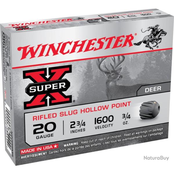 5 Cartouches WINCHESTER Super-X Slug Rifled 21g cal 20/70