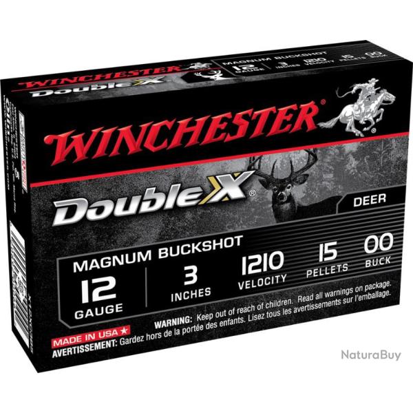 Chevrotines WINCHESTER Double X Buckshot 15 Pellets cal 12/89