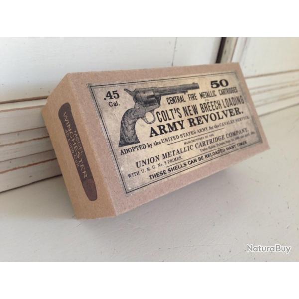Boite DECO Winchester 45 Long Colt Army Revolver Cartridges Old West Western