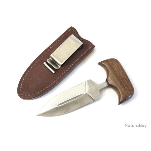 Poignard push dagger avec �tui cuir marron poign�e bois