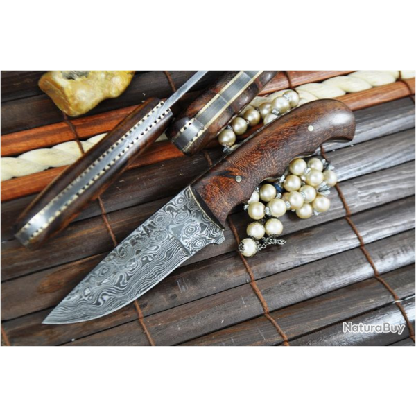 BEAU COUTEAU DE CHASSE - ACIER DAMAS (4)