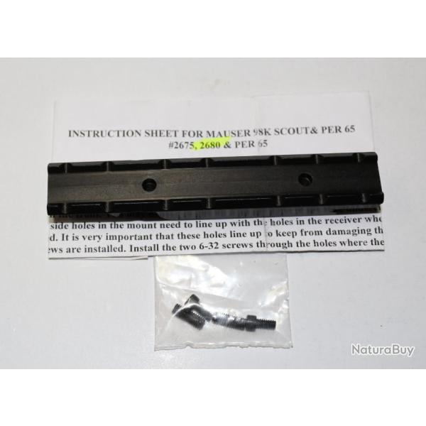 RAIL DE MONTAGE OPTIQUE POUR MAUSER 98 K + VIS
