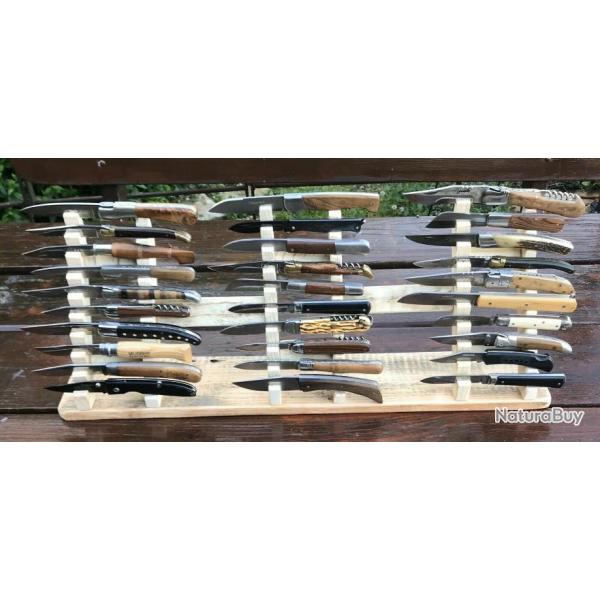 PRESENTOIR A POSER 30 COUTEAUX (3x10) en BOIS de SAPIN finition brut - cr�ation unique