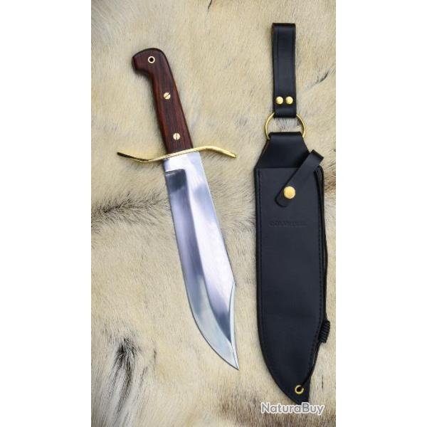 Couteau Cold Steel Wild West Bowie Lame Acier Carbone 1090 Manche Bois Etui Cuir CS81B