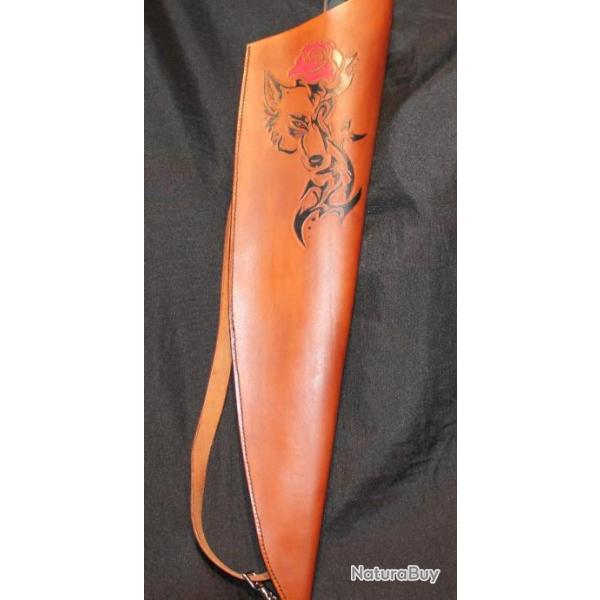 carquois de dos en cuir type elfique peint