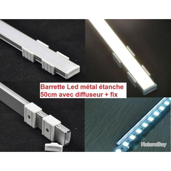 Barrette mtal tanche strip de LED 50 cm ! 108 Leds Blanches 12V Diffuseur ULTRAPUISSANT