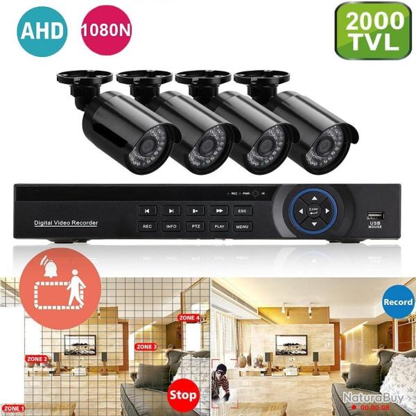 Pack Video Surveillance Scurit HD 4 camras Neuf