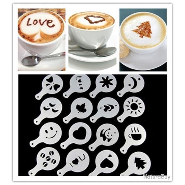 Lot de 16 ! Pochoir � caf� Barista Cappuccino Latte Decoration Mousse X16