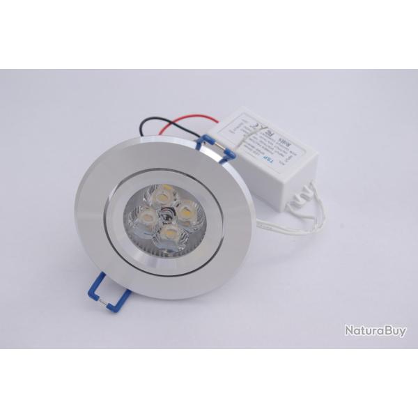 Spot Encastr Led Pro 6W Blanc Chaud quivalent 50W Aluminium Bross Orientable