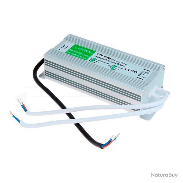 Alimentation 12V 5A 60W IP67 Etanche - Led - CCTV - Modle PRO