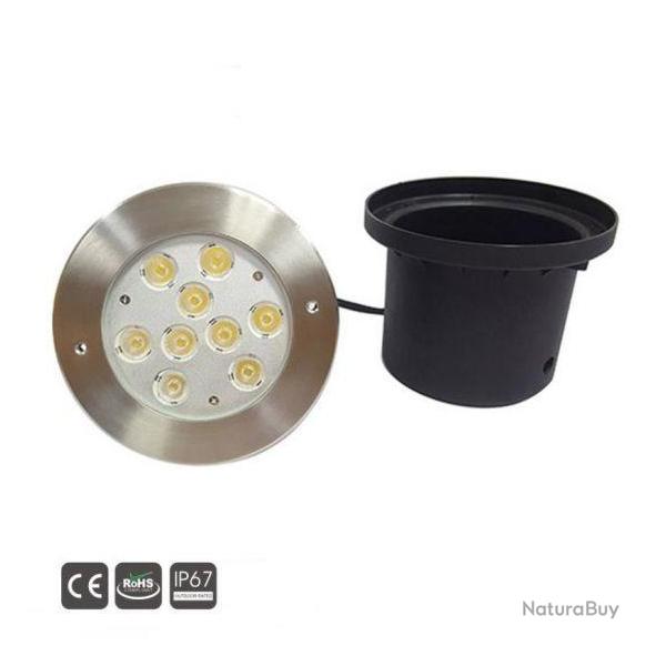 Spot Led Encastr Inox Jardin enterr Inground Underground 24V 9X3W Blanc Froid