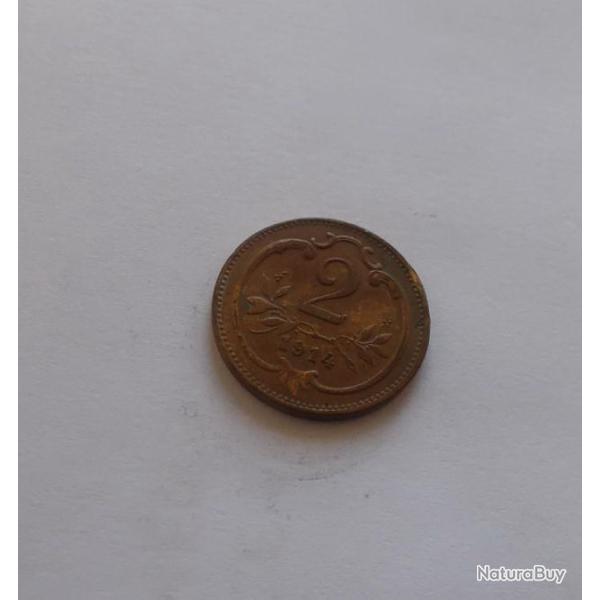 MONNAIE 2 HELLER 1914 AUSTRIA AUTRICHE HAUS HABSBURG FRANZ JOSEPH I