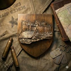 Blason artissanal repr&eacute;sentant une p&eacute;niche de d&eacute;barquement US 1944 D-DAY  6a.