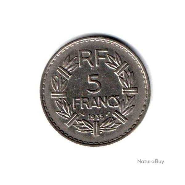 Pi�ce de Monnaie France 5 francs Lavrillier, nickel 1935