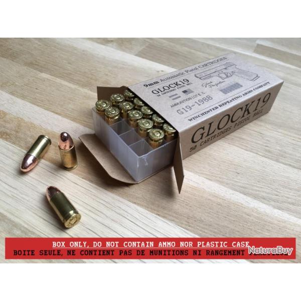Boite vide GLOCK 19 Gen4 munitions 9mm Fiocchi Glock Perfection Glock 17, Glock 26, CZ, Beretta, Sig