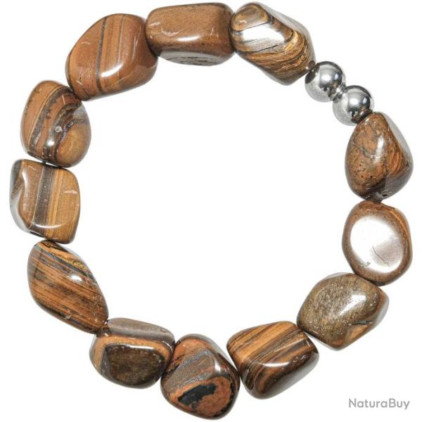 Bracelet en oeil de fer - Perles roul�es 10 � 15 mm