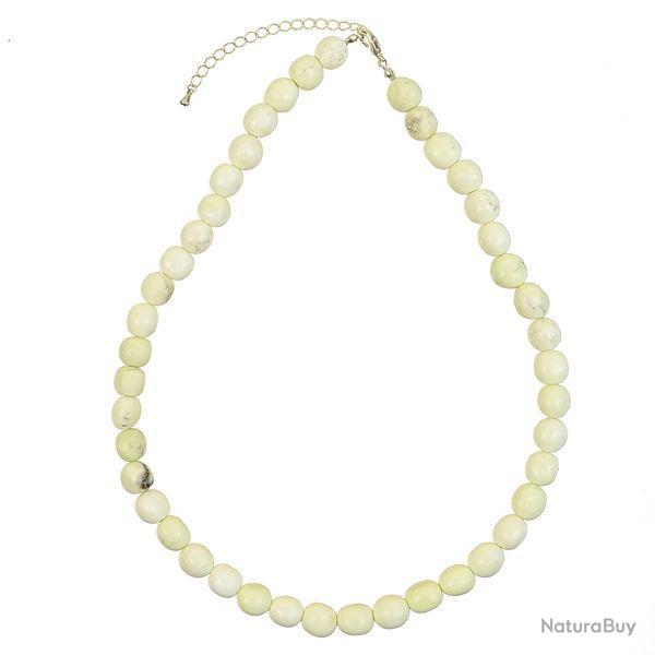 Collier en chrysoprase citron - Perles pierres roul�es
