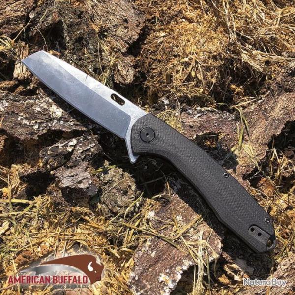 Couteau ABKT Tac Warthog Linerlock Black Manche Micarta Lame Acier D2 Linerlock Clip AB046