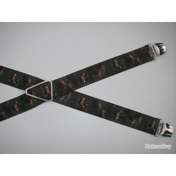 Bretelles  pinces rglables, motifs cerfs n12