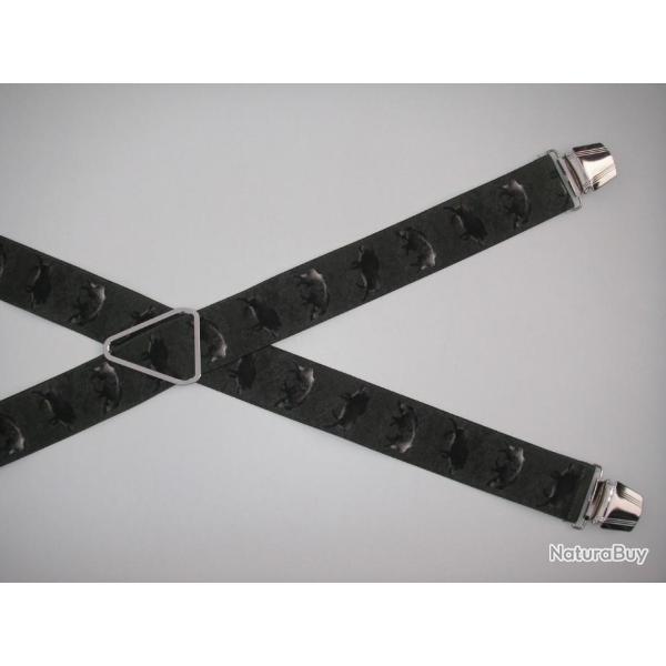 Bretelles  pinces rglables, motifs sangliers n14