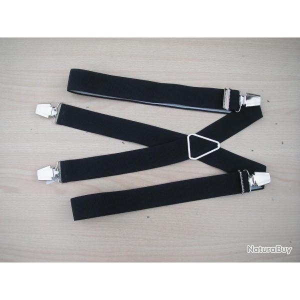 Bretelles  pinces rglables coulissantes, noir