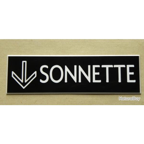 Plaque adh�sive noire SONNETTE + FLECHE EN BAS Format 29x100 mm
