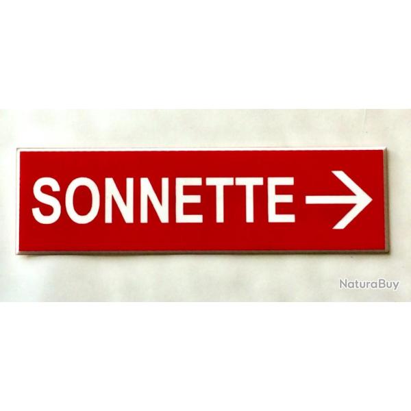 Plaque adh�sive SONNETTE + FLECHE � droite rouge Format 29x100 mm