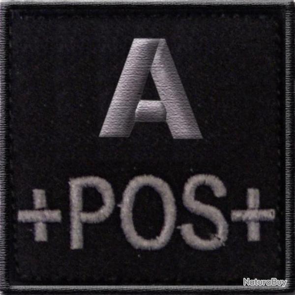 Badge velcro groupe sanguin A + noir