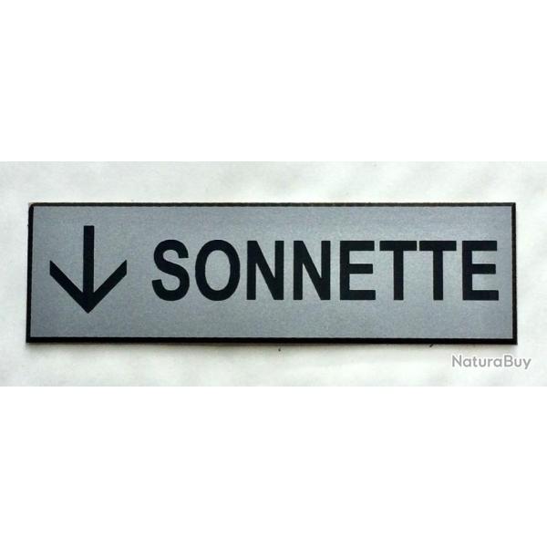 plaque grav�e pancarte "SONNETTE + FLECHE" EN BAS Format 50x150 mm