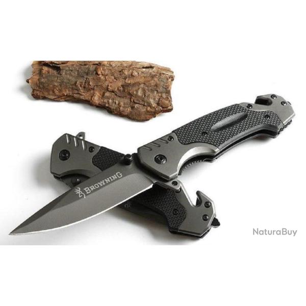 Couteau De Sauvetage Manche Acier / Rsine 12,5cm Lame Acier 9cm