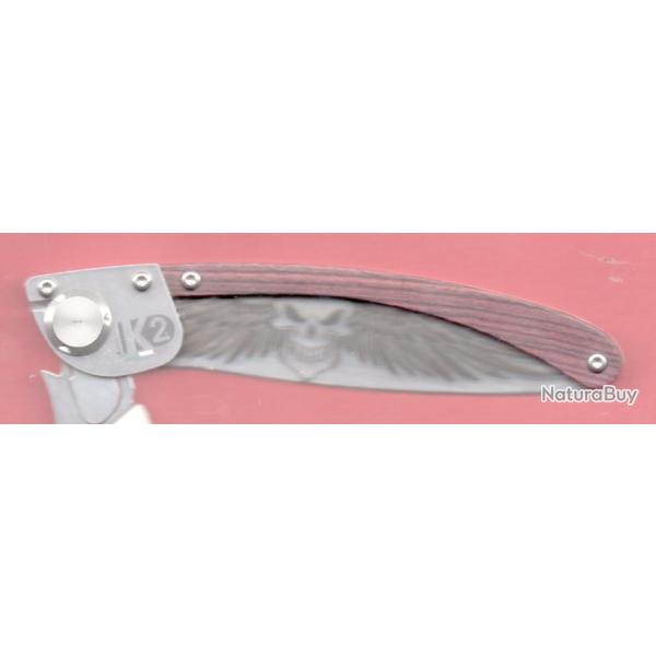 NOUVEAU manche orn�  TETE DE MORT DES 2 COT�S + tes initiales grav�es GRATOS