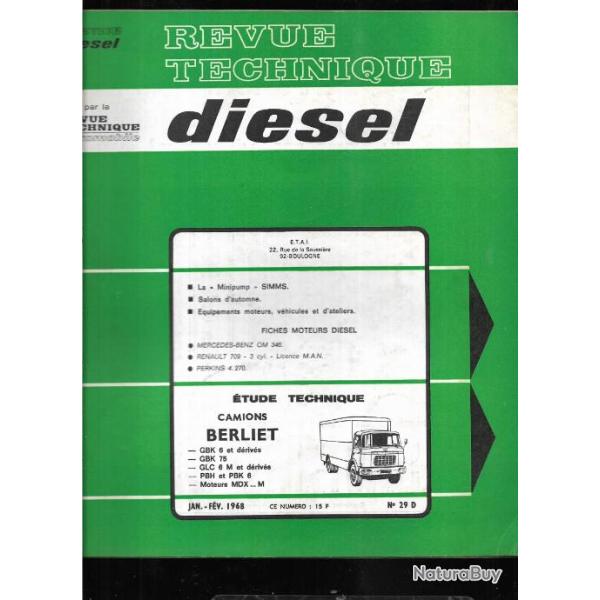 camions berliet gbk-glc janvier-f�vrier 1968, revue technique diesel etai