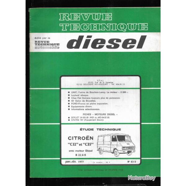 citroen c32 et c35 moteur diesel   revue technique diesel etai janvier f�vrier 1977